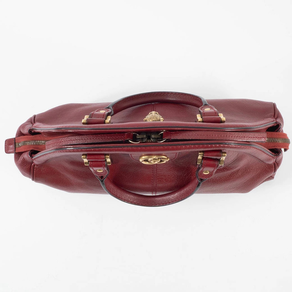 Gucci Bag Shoulder Liber Top Handle Leather Red Tiger Head - Picture 5 of 9
